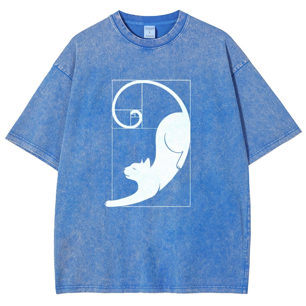 Fibonacci Cat Golden Ratio Vintage Distressed T-shirt