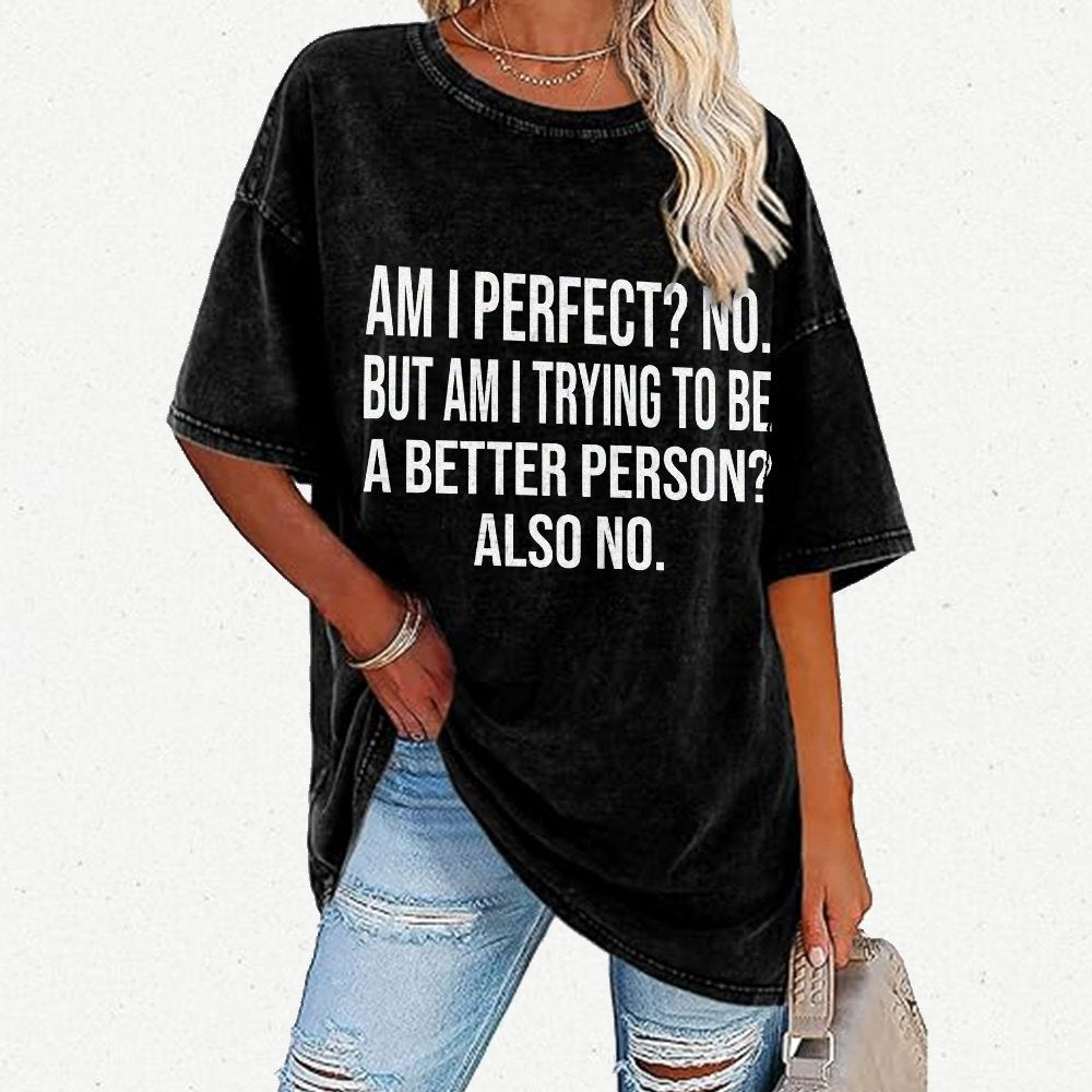 Am I Perfect No But Am I Trying To Be A Better Person Also No Vintage Distressed T-shirt