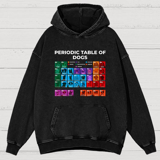 Periodic Table of Dogs  Dog Lover  Funny Science Vintage Distressed Hoodie