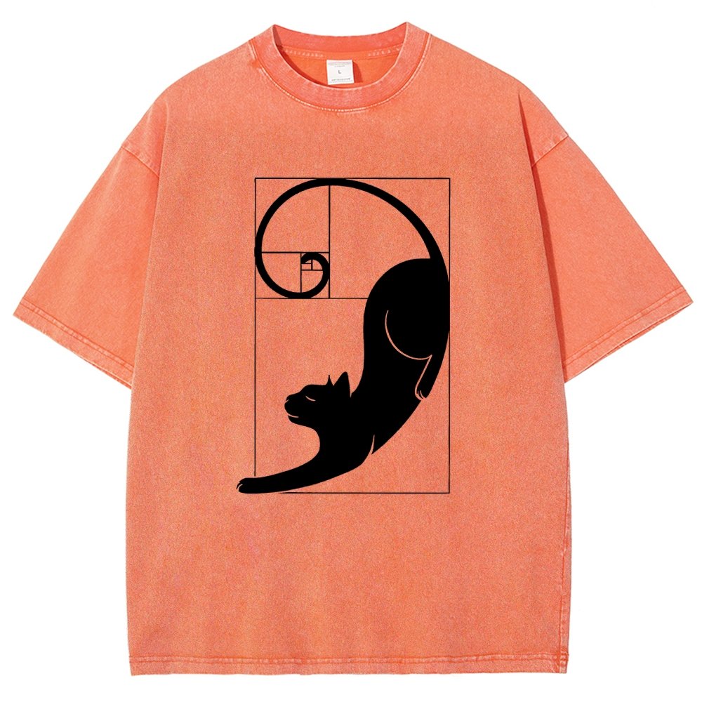 Fibonacci Cat Golden Ratio Vintage Distressed T-shirt