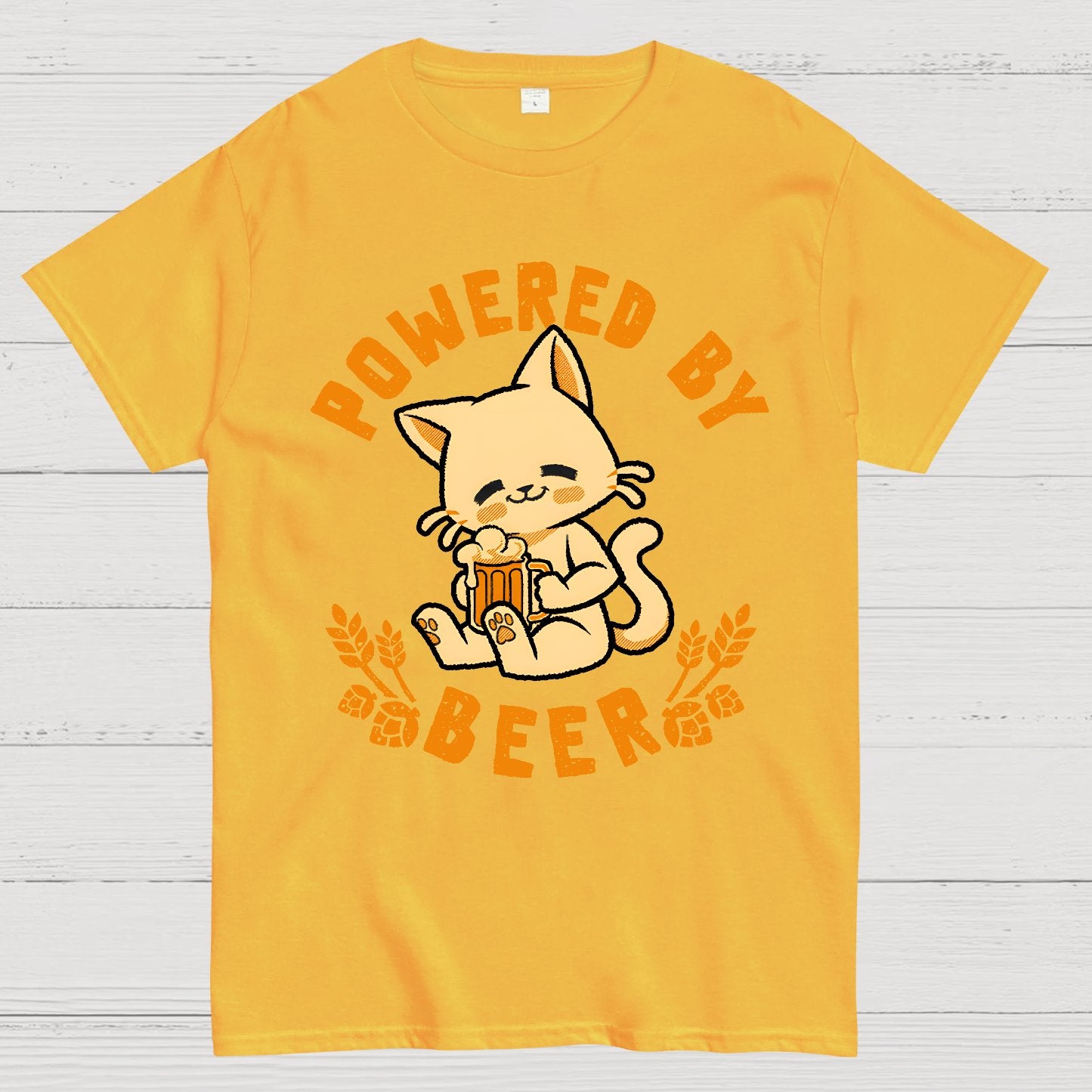 Powered By Beer Cat Geek T-Shirt