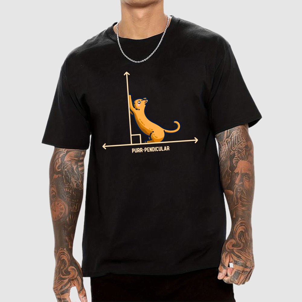 Purr-Pendicular Cute Maths Cat Premium Geek T-Shirt