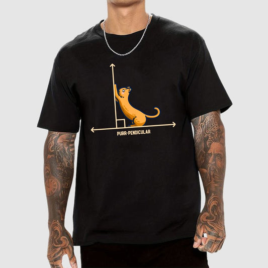Purr-Pendicular Cute Maths Cat Premium Geek T-Shirt