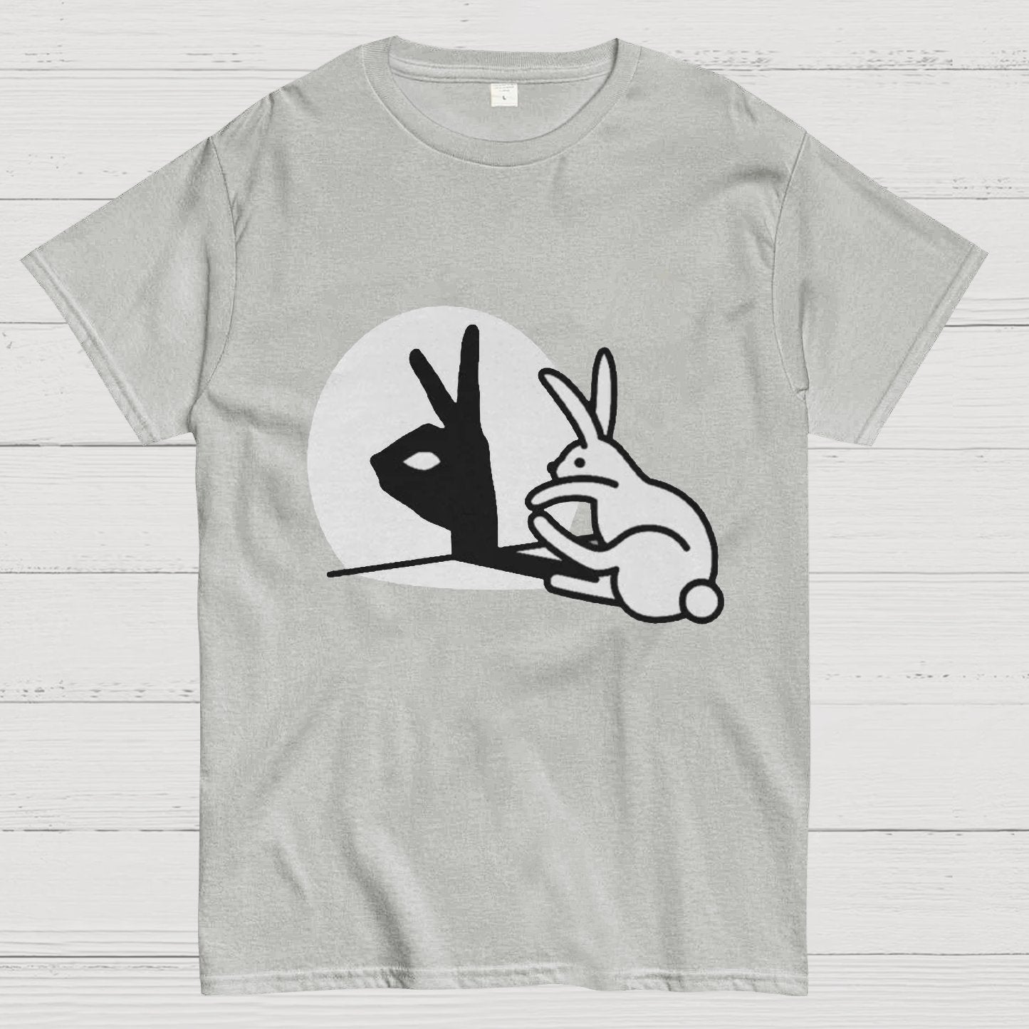 Funny Rabbit Hand Shadow Puppets Bunny Figure Pop Art Geeky T-Shirt