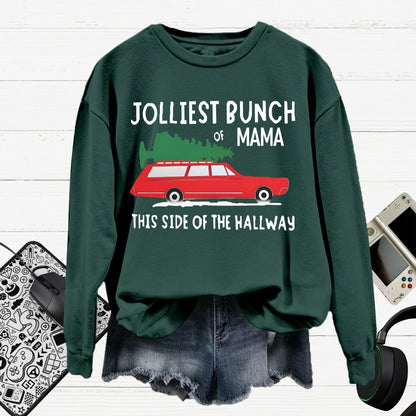 Jolliest Bunch Of MaMa Christmas Cotton Pullover Sweatshirt