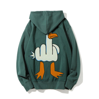 Rude Seagull Design Funny Printed Back Cotton Hoodie
