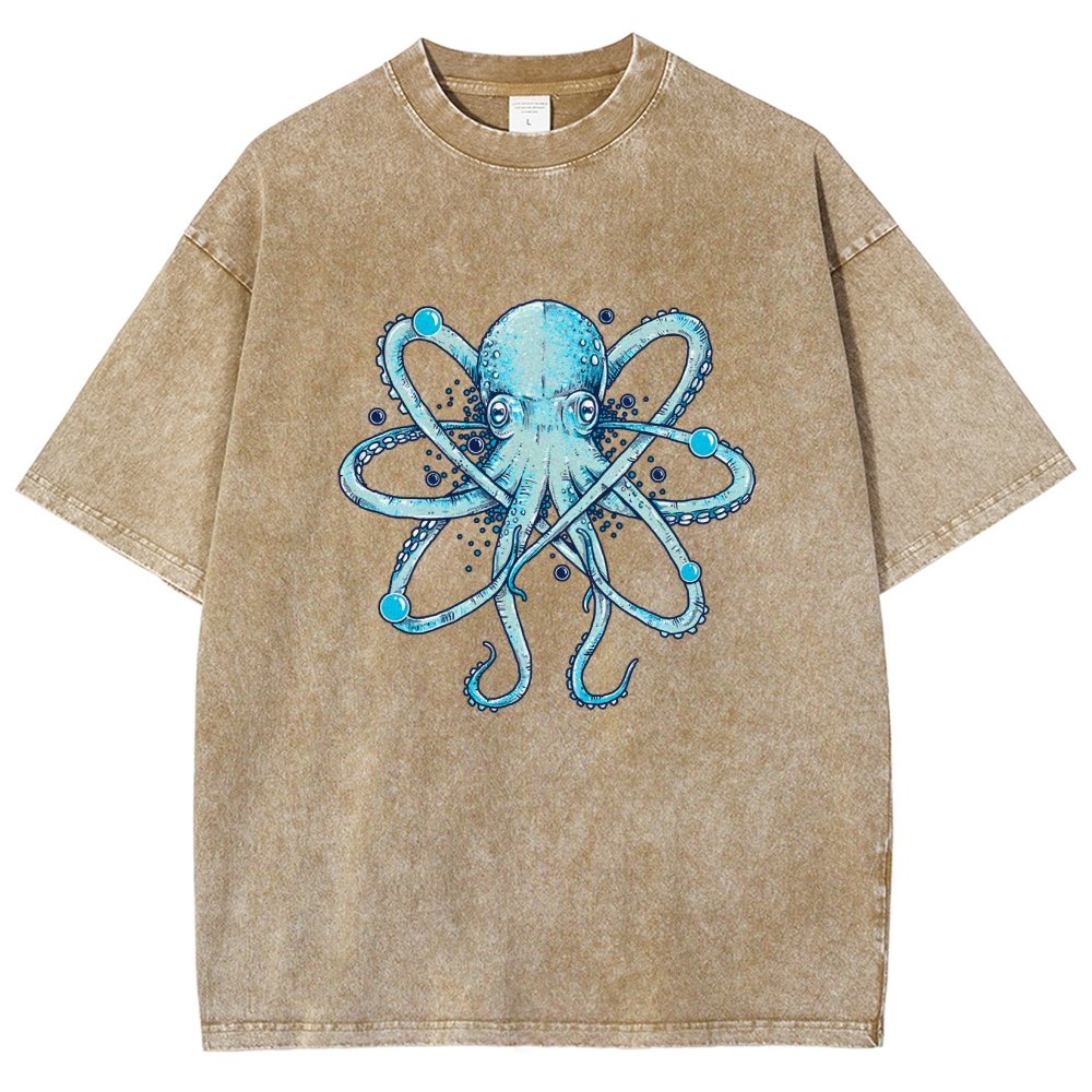 Atomic Octopus Vintage Distressed T-shirt