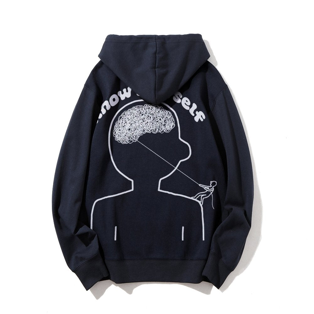 Vintage Mental Health Matters Graphic Print Printed Back Cotton Hoodie