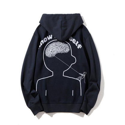 Vintage Mental Health Matters Graphic Print Printed Back Cotton Hoodie