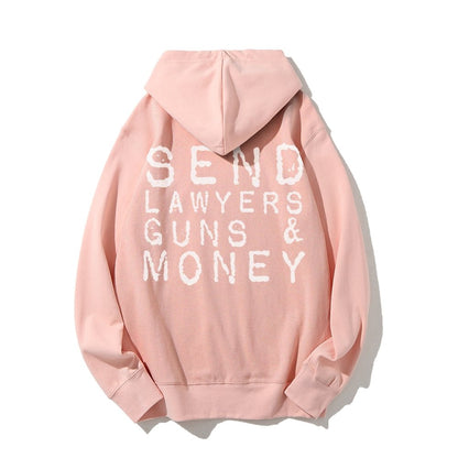 Send Lawyers Guns And Money Printed Back Unisex Cotton Hoodie