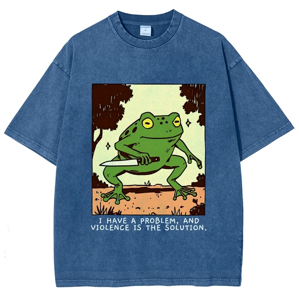 Frog Violence Vintage Distressed T-shirt