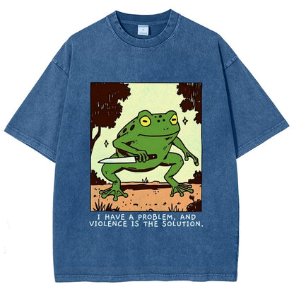Frog Violence Vintage Distressed T-shirt
