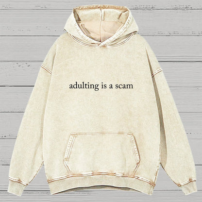 Adulting Is A Scam Vintage Distressed Hoodie