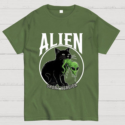 Black Cat Eating Alien Geek T-Shirt