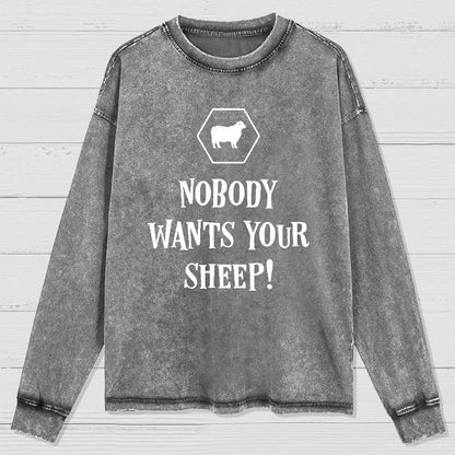 Nobody Wants Your Sheep Funny Boardgames Geek Washed Long Sleeve Tee