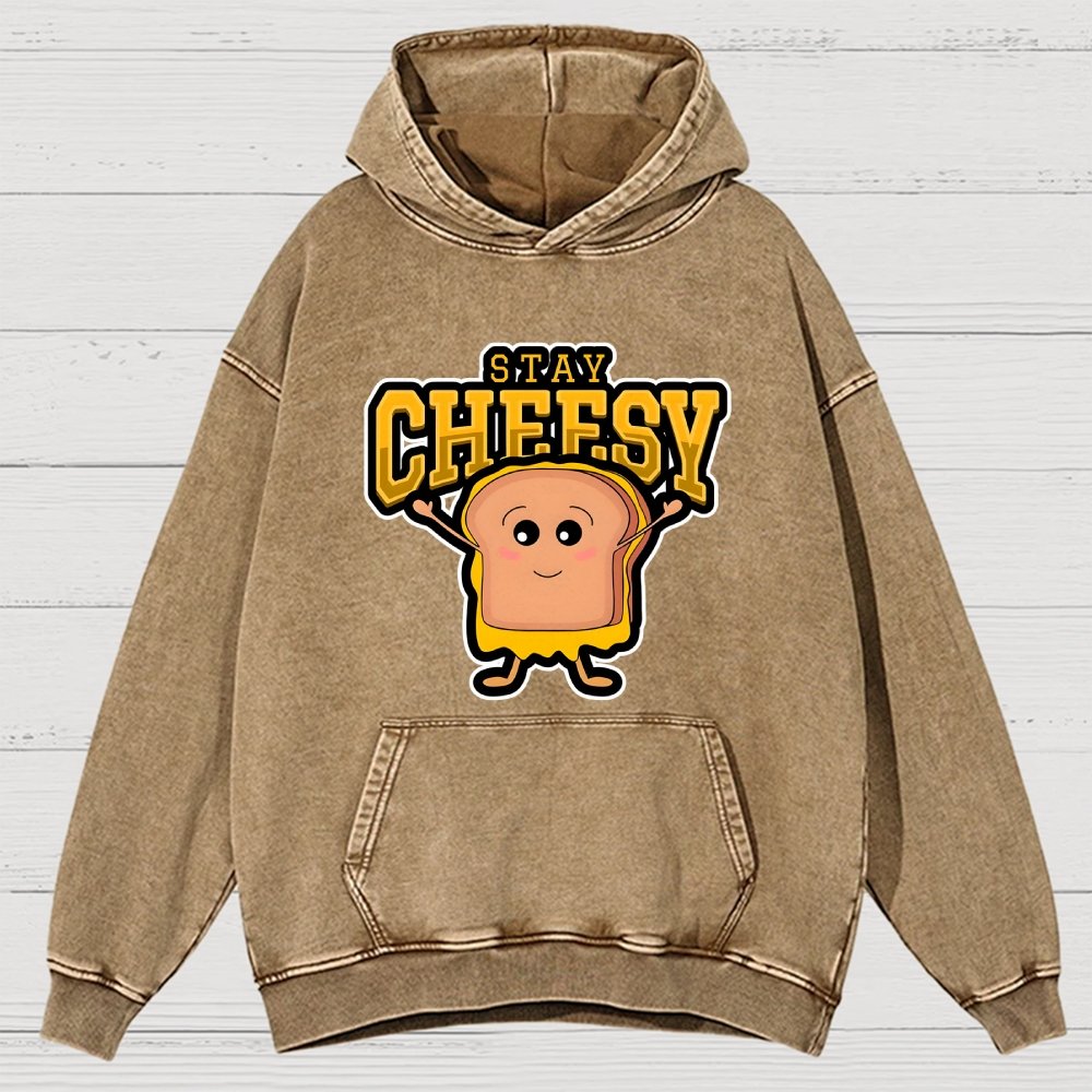 Sandwich Stay Cheesy Vintage Distressed Hoodie