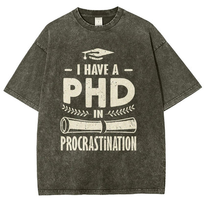 PHD In Procrastination Vintage Distressed T-shirt