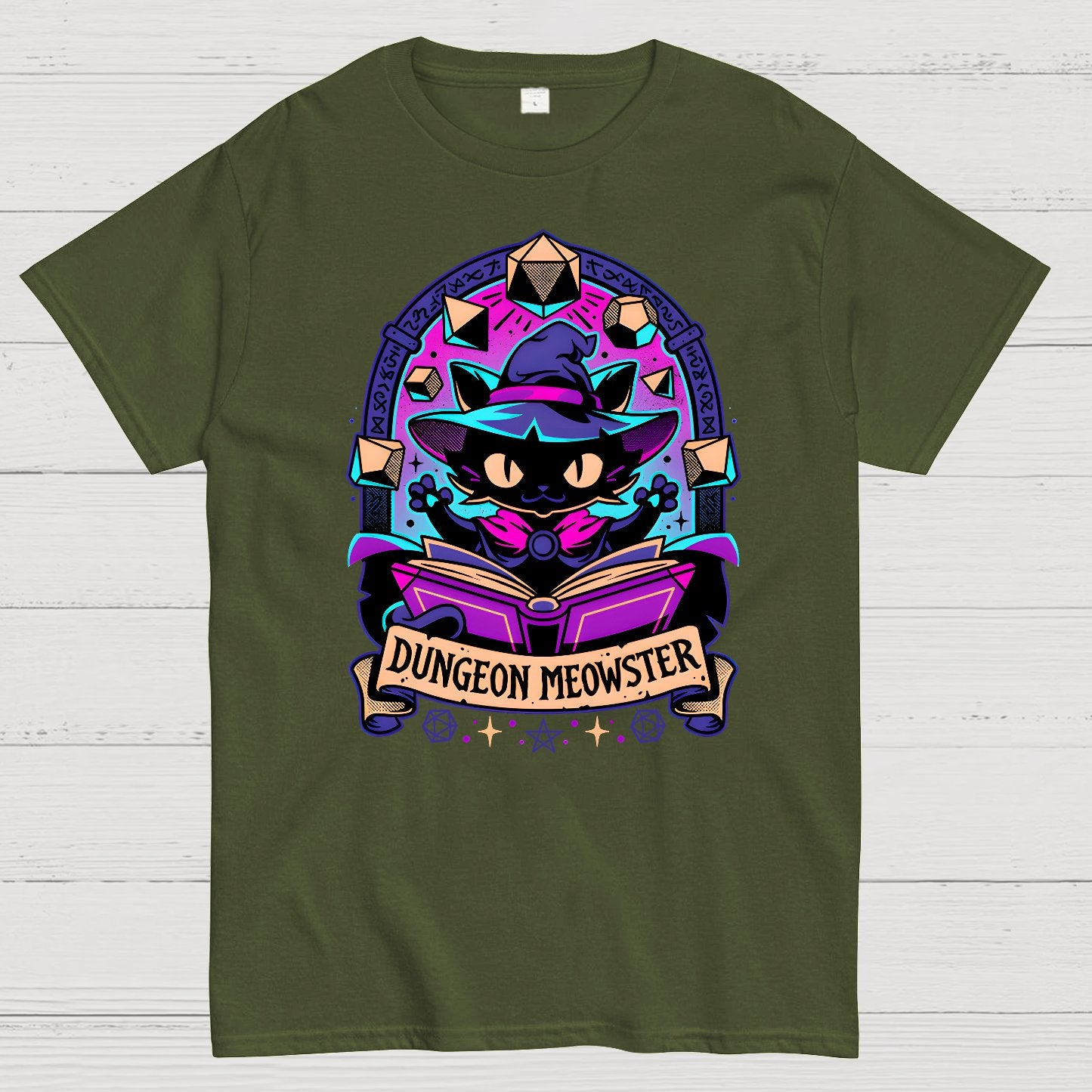 Feline Dungeon Keeper Meowster Geek T-Shirt