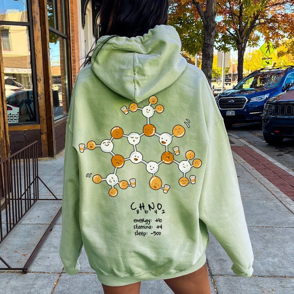 Caffeine Power Up Printed Back Unisex Cotton Hoodie