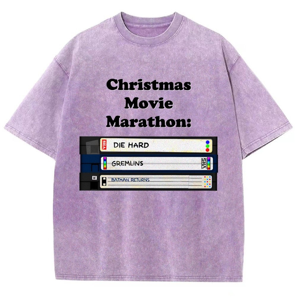 Christmas Movie Marathon Vintage Distressed T-shirt