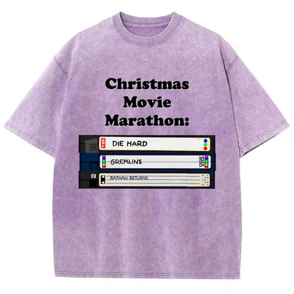 Christmas Movie Marathon Vintage Distressed T-shirt