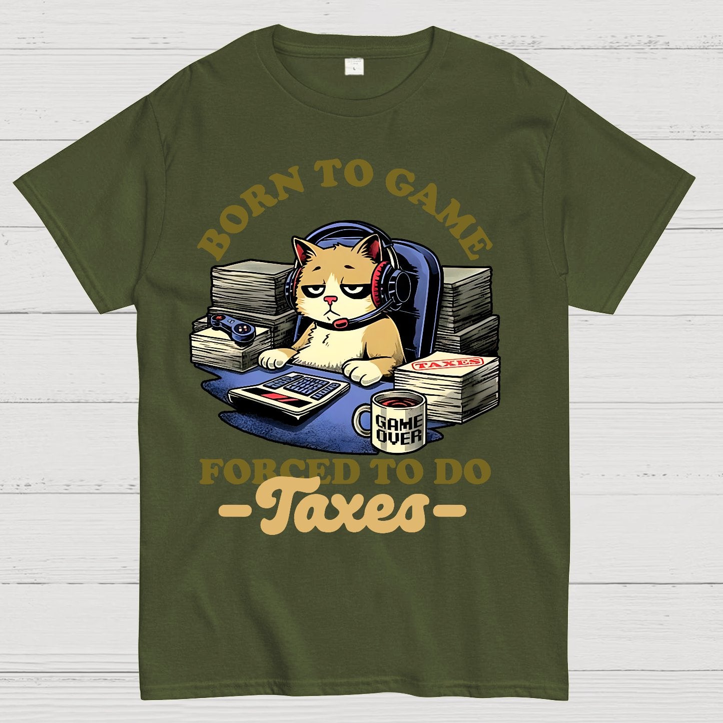 Cat Gamer Taxes Geek T-Shirt