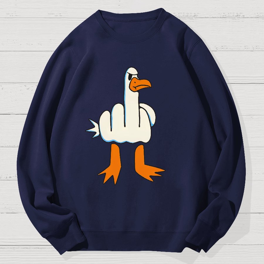 Rude Seagull Design Funny Geek Cotton Sweatshirt