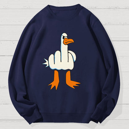 Rude Seagull Design Funny Geek Cotton Sweatshirt