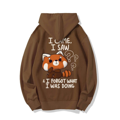 Forgetful Red Panda Printed Back Unisex Cotton Hoodie