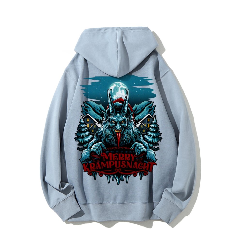 Merry Krampusnacht Printed Back Unisex Cotton Hoodie