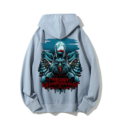 Merry Krampusnacht Printed Back Unisex Cotton Hoodie