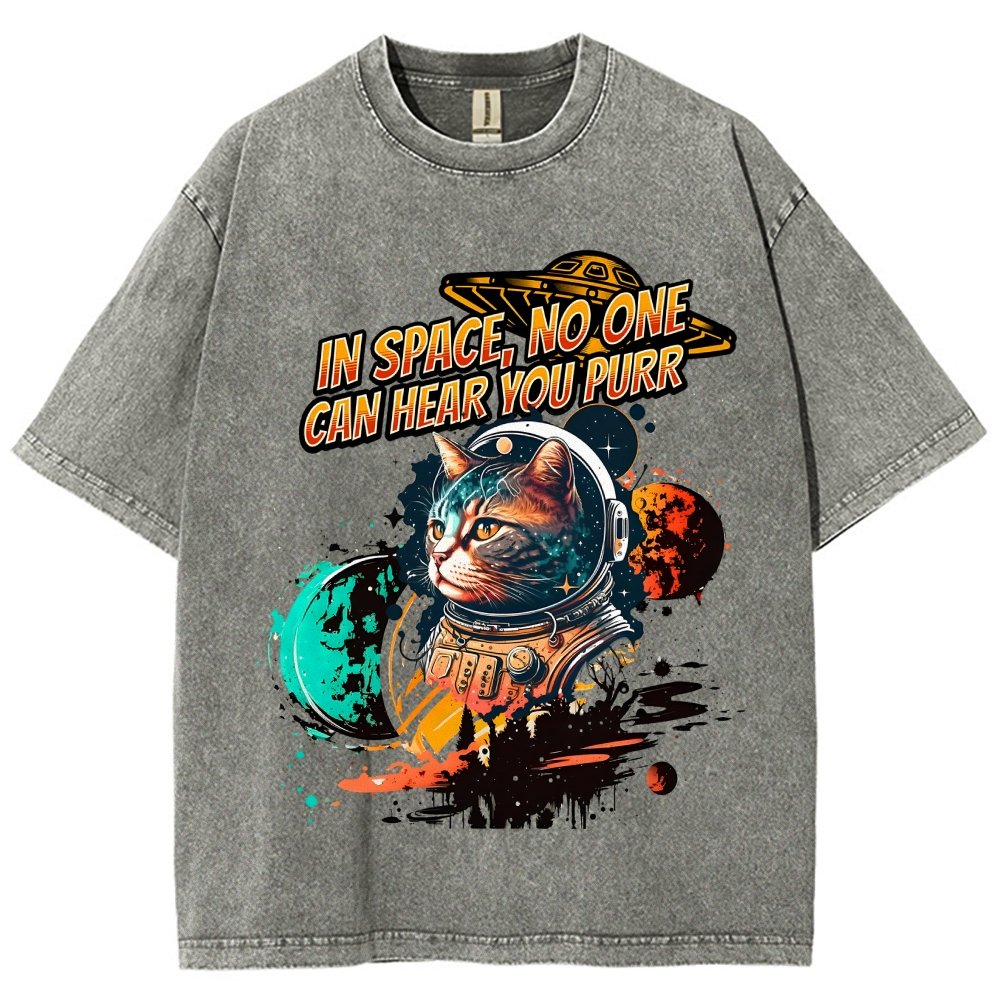 In Space No One Can Hear You Purr Vintage Distressed T-shirt