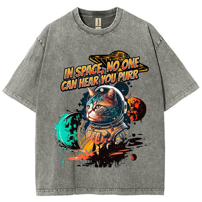 In Space No One Can Hear You Purr Vintage Distressed T-shirt
