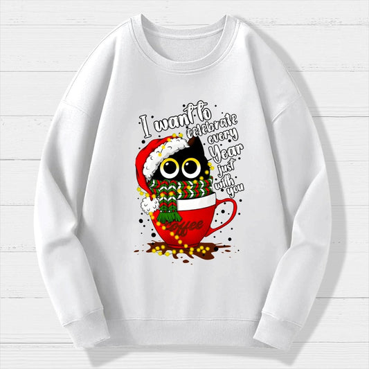 Christmas Cat Geek Cotton Sweatshirt