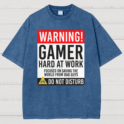 Warning Gamer Hard At Work - Geek Gamer Vintage Distressed T-shirt
