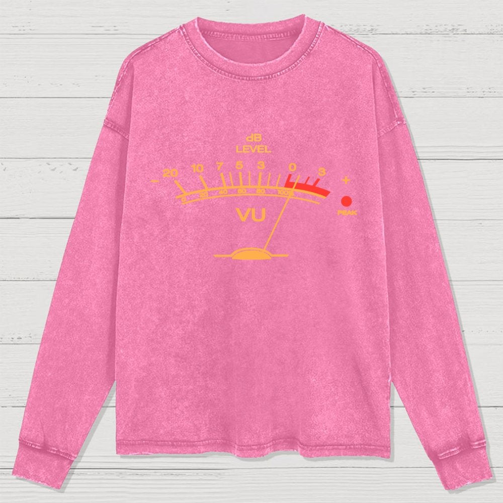 Volume VU Meter Vintage Audio Engineer Washed Long Sleeve Tee