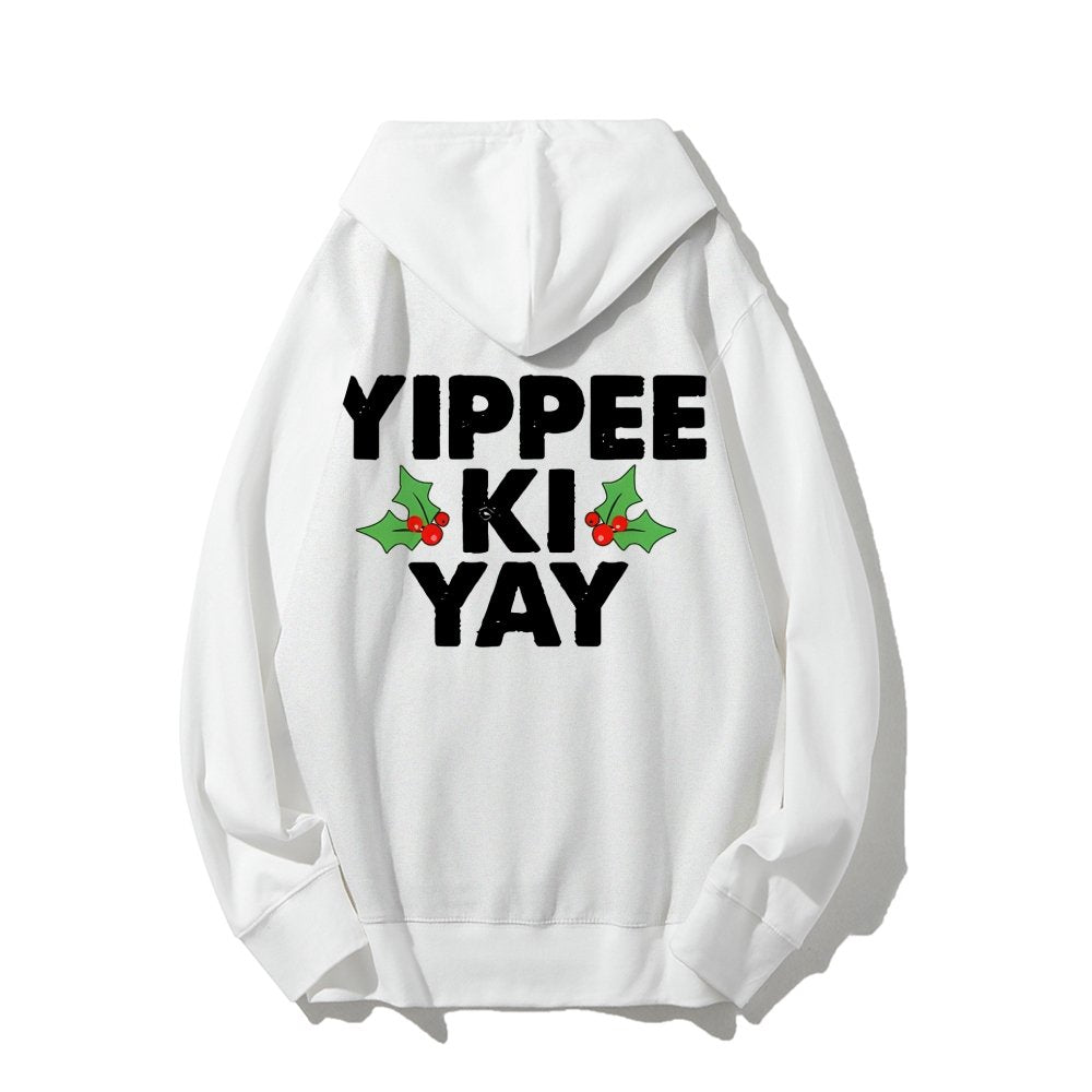 Yippee-Ki-Yay Printed Back Unisex Cotton Hoodie