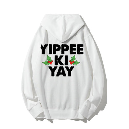 Yippee-Ki-Yay Printed Back Unisex Cotton Hoodie