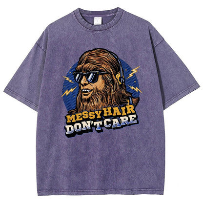 Messy Hair Don't Care Vintage Distressed T-shirt