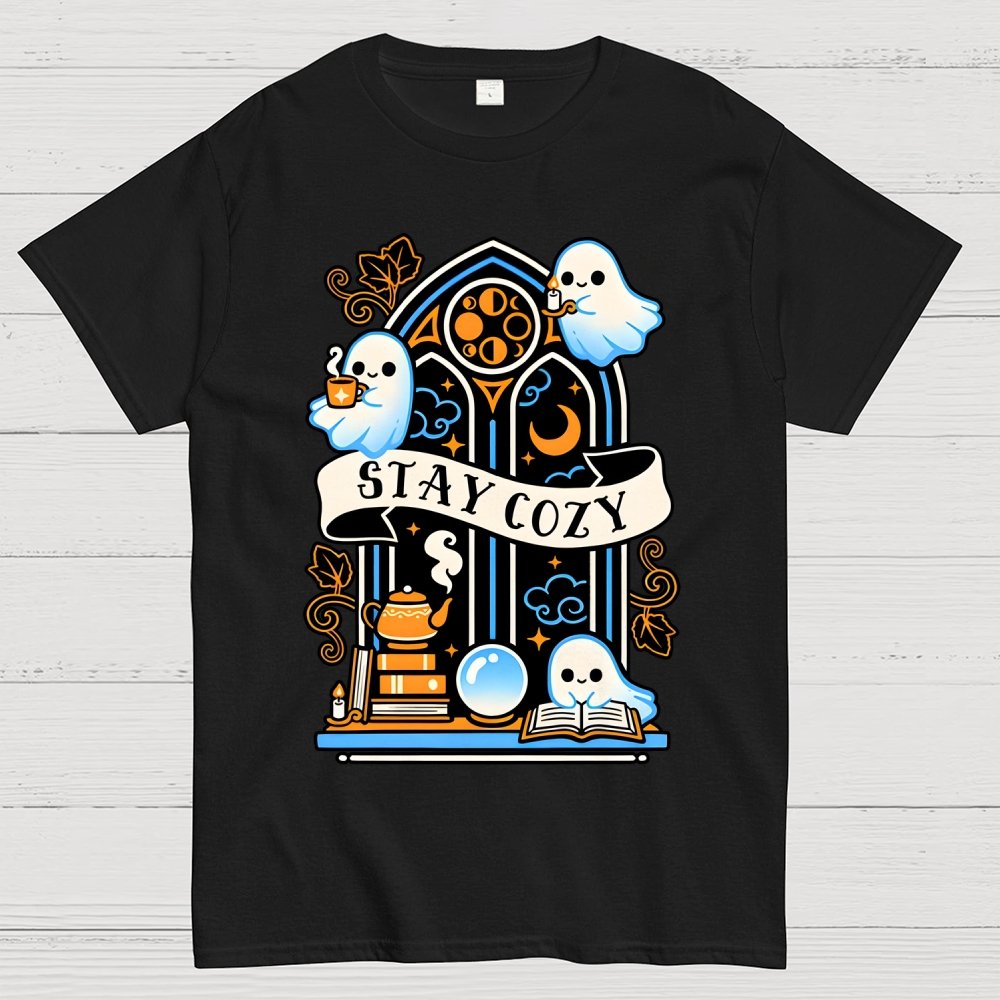Stay cozy cute ghosts Unisex Geek T-Shirt