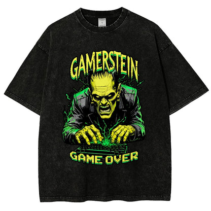 Gamerstein Game Over Funny Halloween Vintage Distressed T-shirt