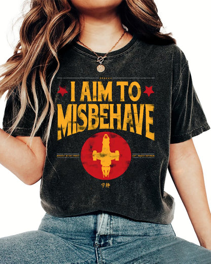 I Aim To Misbehave Vintage Distressed T-shirt