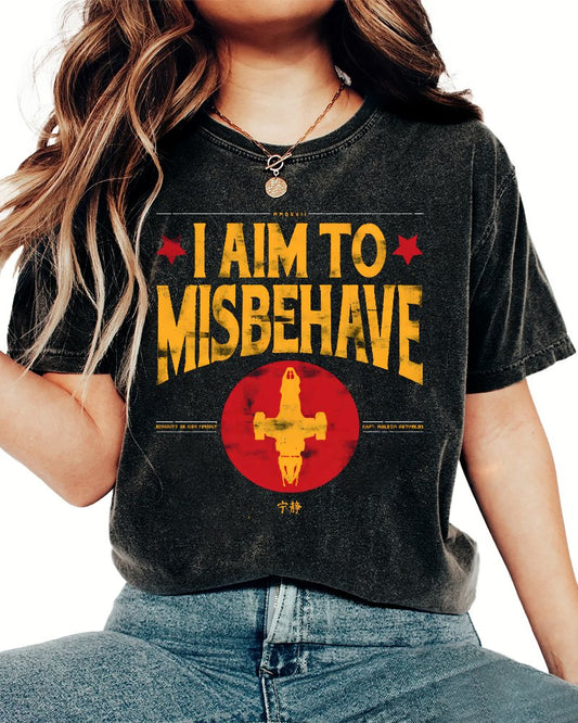 I Aim To Misbehave Vintage Distressed T-shirt