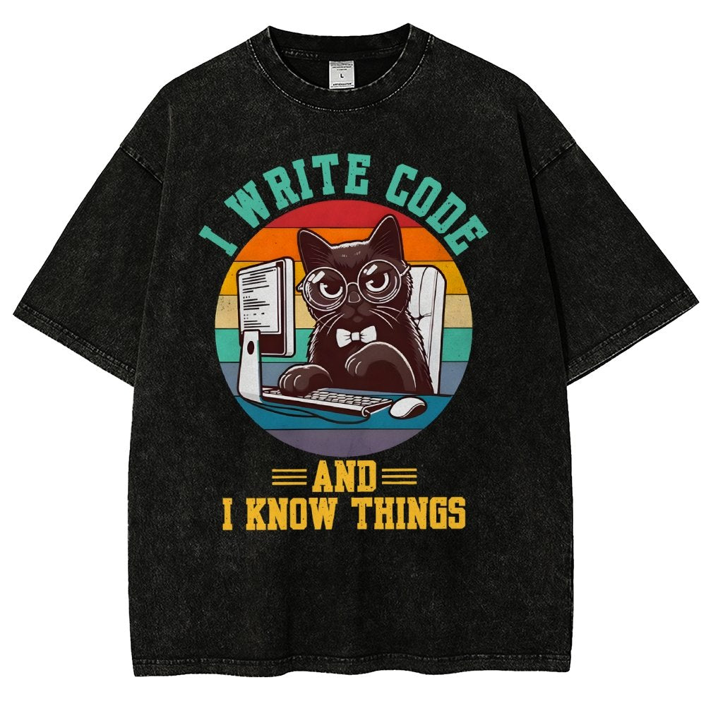 I Write Code And I Know Thing Vintage Distressed T-shirt