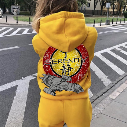 Firefly Mysterious Spacecraft Printed Back Cotton Hoodie