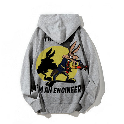 Trust Me I'm An Engineer Printed Back Cotton Hoodie