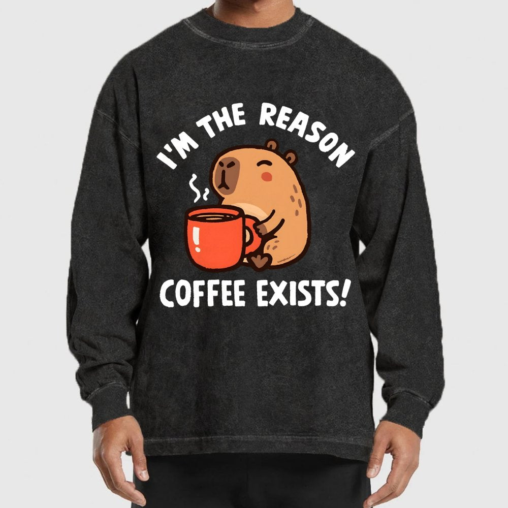 The Reason Coffee Exists Washed Long Sleeve Tee