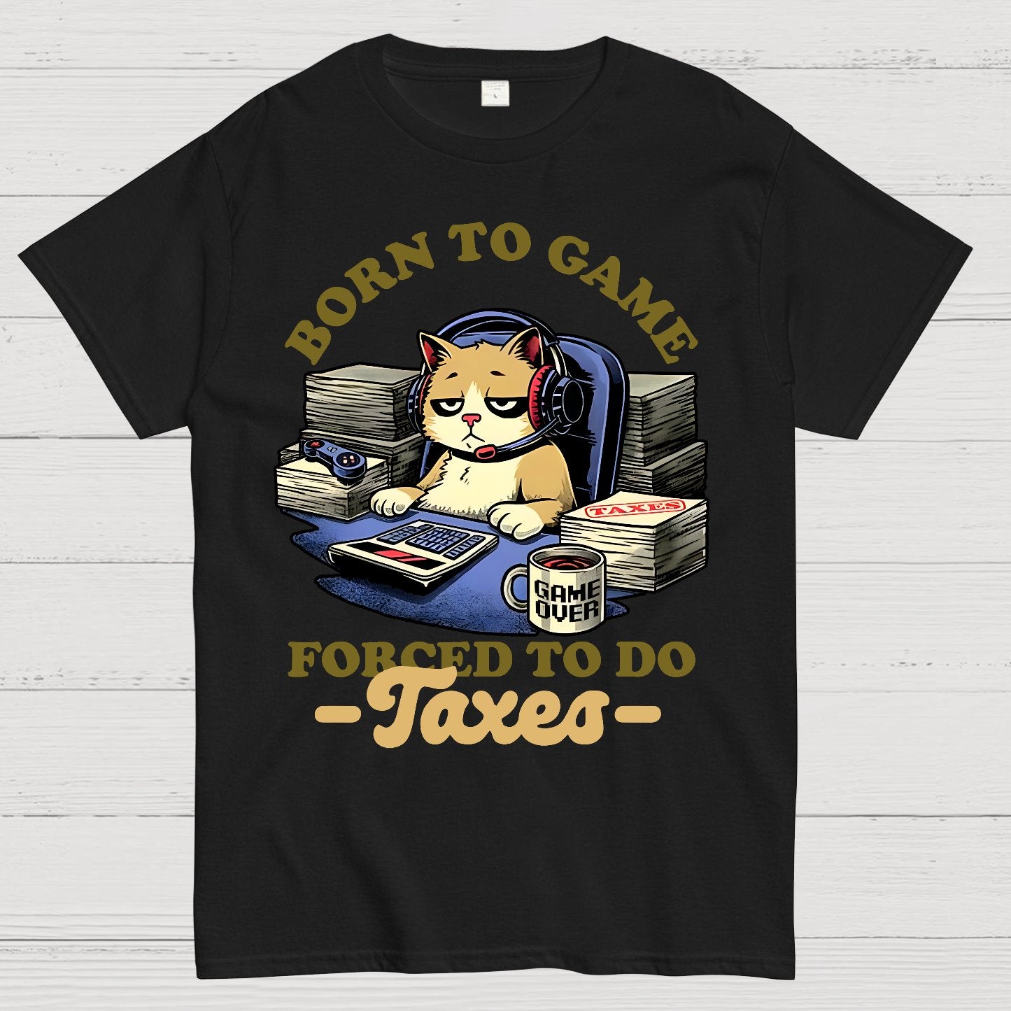 Cat Gamer Taxes Geek T-Shirt