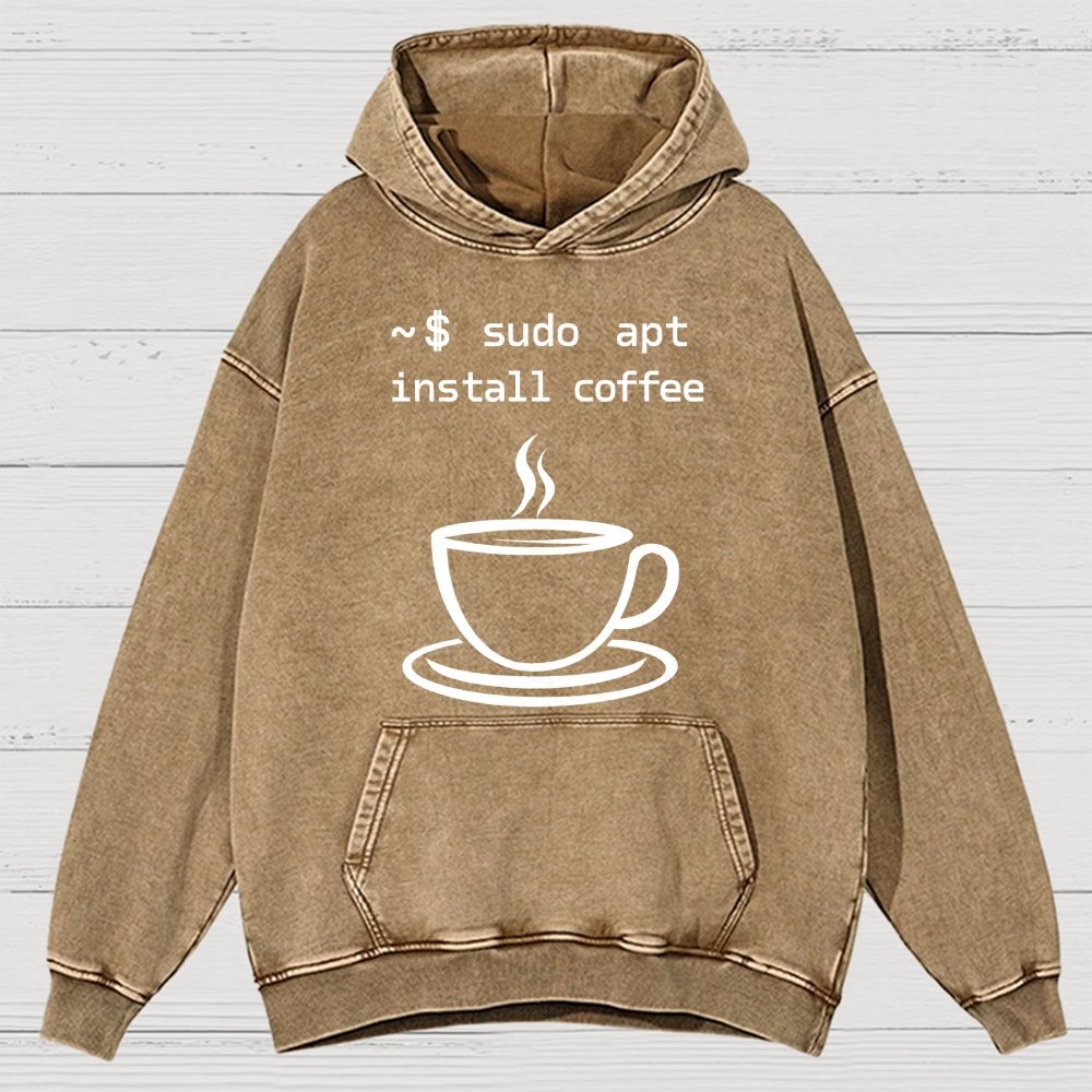 Sudo Apt-Get Install Coffee Vintage Distressed Hoodie