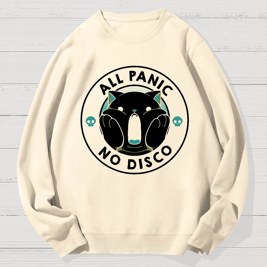 All Panic No Disco Funny Cat Geek Cotton Sweatshirt